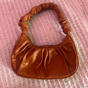 Burnt Orange Leather Pleated Handbag